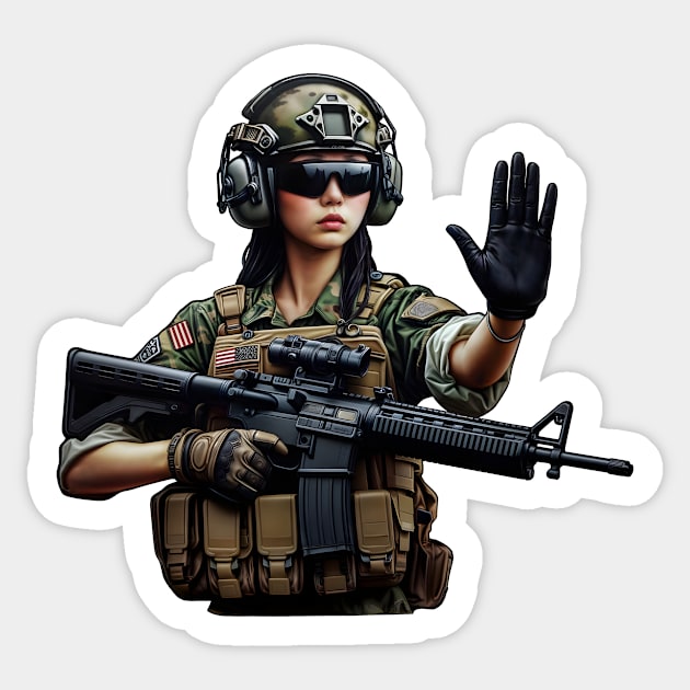 Tactical Girl Sticker by Rawlifegraphic